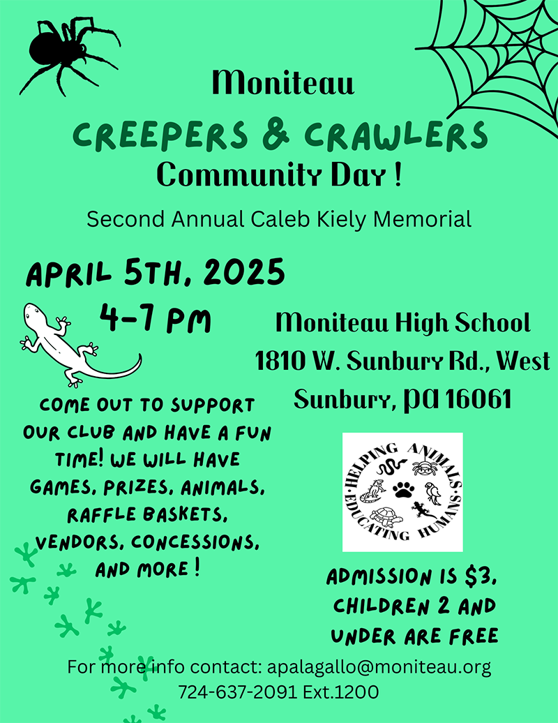 Moniteau Creepers & Crawlers Community Day flyer