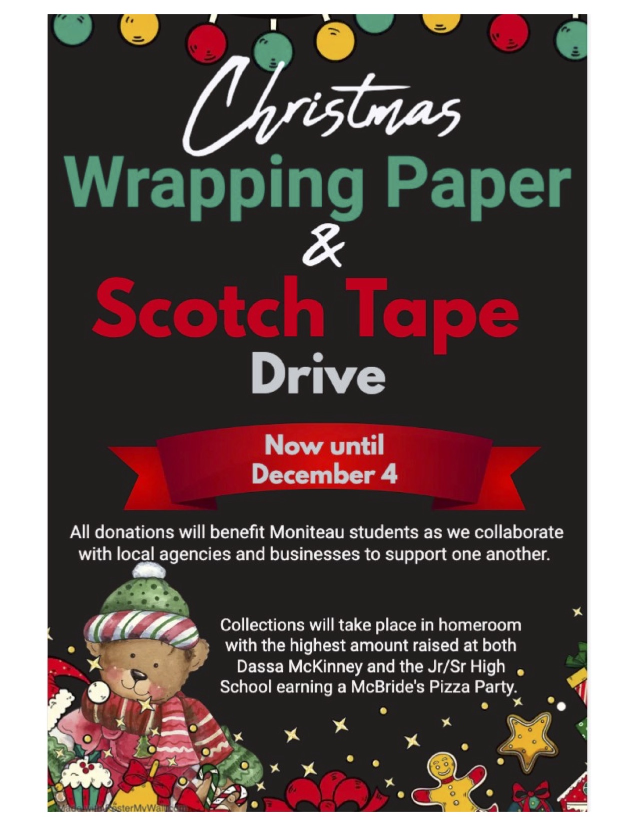 Christmas Wrapping Paper Drive flyer